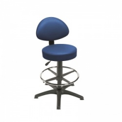 Sunflower Medical Navy Gas-Lift Stool with Back Rest, Foot Ring and Glides