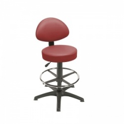 Sunflower Medical Red Wine Gas-Lift Stool with Back Rest, Foot Ring and Glides