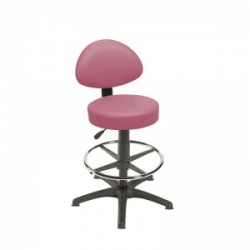 Sunflower Medical Salmon Gas-Lift Stool with Back Rest, Foot Ring and Glides
