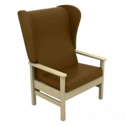 Sunflower Medical Atlas Walnut High-Back Vinyl Bariatric Patient Armchair with Wings
