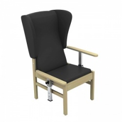 Sunflower Medical Atlas Black High-Back Vinyl Patient Armchair with Drop Arms and Wings