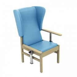 Sunflower Medical Atlas Cool Blue High-Back Vinyl Patient Armchair with Drop Arms and Wings