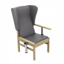 Sunflower Medical Atlas Grey High-Back Vinyl Patient Armchair with Drop Arms and Wings