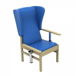 Sunflower Medical Atlas Mid Blue High-Back Vinyl Patient Armchair with Drop Arms and Wings