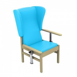 Sunflower Medical Atlas Sky Blue High-Back Vinyl Patient Armchair with Drop Arms and Wings