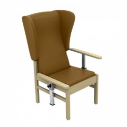 Sunflower Medical Atlas Walnut High-Back Vinyl Patient Armchair with Drop Arms and Wings