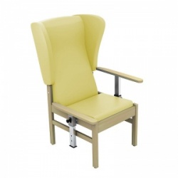Sunflower Medical Atlas Beige High-Back Vinyl Patient Armchair with Drop Arms and Wings