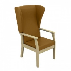 Sunflower Medical Atlas Walnut High-Back Vinyl Patient Armchair with Wings