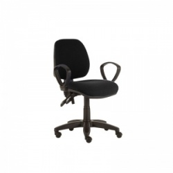 Sunflower Medical Black Mid-Back Twin-Lever Intervene Consultation Chair with Armrests and Black Base