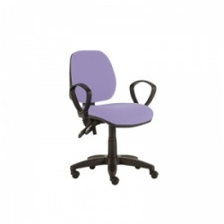 Sunflower Medical Lilac Mid-Back Twin-Lever Vinyl Consultation Chair with Armrests and Black Base