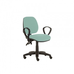 Sunflower Medical Mint Mid-Back Twin-Lever Vinyl Consultation Chair with Armrests and Black Base