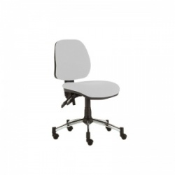 Sunflower Medical White Mid-Back Twin-Lever Vinyl Consultation Chair with Chrome Base