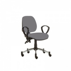 Sunflower Medical Grey Mid-Back Twin-Lever Vinyl Consultation Chair with Armrests and Chrome Base