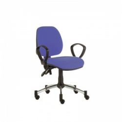 Sunflower Medical Mid Blue Mid-Back Twin-Lever Vinyl Consultation Chair with Armrests and Chrome Base
