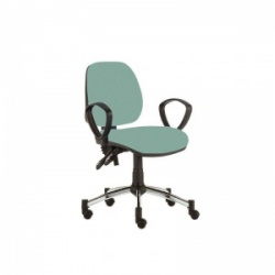 Sunflower Medical Mint Mid-Back Twin-Lever Vinyl Consultation Chair with Armrests and Chrome Base