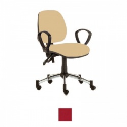 Sunflower Medical Red Mid-Back Twin-Lever Intervene Consultation Chair with Armrests and Chrome Base