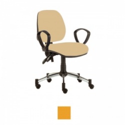 Sunflower Medical Yellow Mid-Back Twin-Lever Intervene Consultation Chair with Armrests and Chrome Base