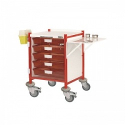 Sunflower Medical Vista 40 Red Colour Concept Clinical Trolley with Five Single Depth Red Trays