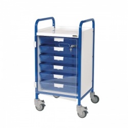 Sunflower Medical Vista 50 Blue Colour Concept Clinical Trolley with Six Single Depth Blue Trays