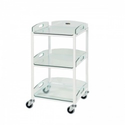 Sunflower Medical Dressing Trolley 46 x 52 x 86 with Three Glass Effect Safety Trays