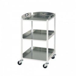 Sunflower Medical Dressing Trolley 46 x 52 x 86cm with Three Stainless Steel Trays