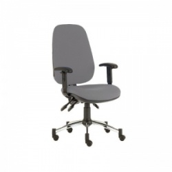 Sunflower Medical Grey Deluxe Executive High-Back Three-Lever Intervene Consultation Chair with Adjustable Armrests and Chrome Base