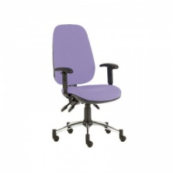 Sunflower Medical Lilac Deluxe Executive High-Back Three-Lever Vinyl Consultation Chair with Adjustable Armrests and Chrome Base