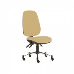 Sunflower Medical Beige Deluxe Executive High-Back Three-Lever Intervene Consultation Chair with Chrome Base