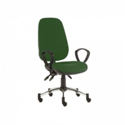 Sunflower Medical Green Deluxe Executive High-Back Three-Lever Vinyl Consultation Chair with Fixed Armrests and Chrome Base