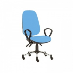 Sunflower Medical Sky Blue Deluxe Executive High-Back Three-Lever Intervene Consultation Chair with Fixed Armrests and Chrome Base