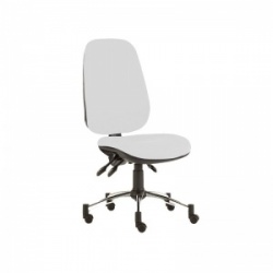 Sunflower Medical White Deluxe Executive High-Back Three-Lever Vinyl Consultation Chair with Chrome Base