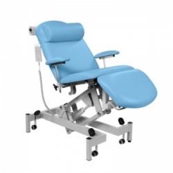 Sunflower Medical Sky Blue Fusion Electric Height Treatment Chair with Single Foot Section and Tilting Seat