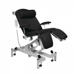 Sunflower Medical Black Fusion Electric Height Treatment Chair with Split Foot Section and Tilting Seat