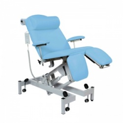 Sunflower Medical Cool Blue Fusion Electric Height Treatment Chair with Split Foot Section and Tilting Seat