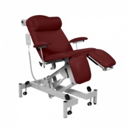 Sunflower Medical Red Wine Fusion Electric Height Treatment Chair with Split Foot Section and Tilting Seat