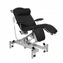 Sunflower Medical Black Fusion Powered Headrest Treatment Chair with Split Foot Section and Tilting Seat