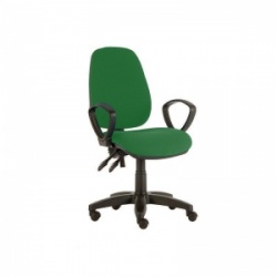 Sunflower Medical Green High-Back Twin-Lever Vinyl Consultation Chair with Armrests and Black Base