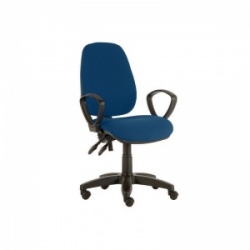 Sunflower Medical Navy High-Back Twin-Lever Intervene Consultation Chair with Armrests and Black Base