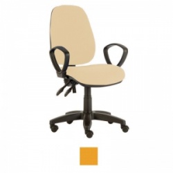 Sunflower Medical Yellow High-Back Twin-Lever Intervene Consultation Chair with Armrests and Black Base