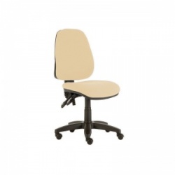 Sunflower Medical Beige High-Back Twin-Lever Vinyl Consultation Chair with Black Base