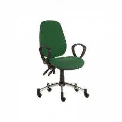 Sunflower Medical Green High-Back Twin-Lever Vinyl Consultation Chair with Armrests and Chrome Base