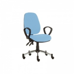 Sunflower Medical Sky Blue High-Back Twin-Lever Intervene Consultation Chair with Armrests and Chrome Base