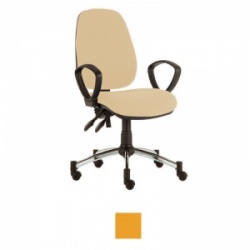 Sunflower Medical Yellow High-Back Twin-Lever Intervene Consultation Chair with Armrests and Chrome Base