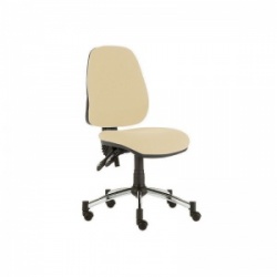 Sunflower Medical Beige High-Back Twin-Lever Vinyl Consultation Chair with Chrome Base
