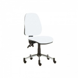 Sunflower Medical White High-Back Twin-Lever Vinyl Consultation Chair with Chrome Base