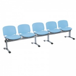 Sunflower Medical Sky Blue Vinyl Venus Visitor 5 Section Seating with Five Seats