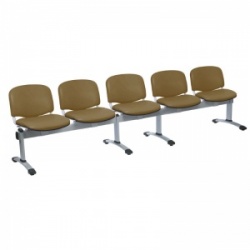 Sunflower Medical Walnut Vinyl Venus Visitor 5 Section Seating with Five Seats