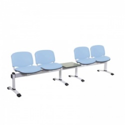Sunflower Medical Cool Blue Vinyl Venus Visitor 5 Section Seating with Table and Four Seats