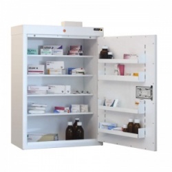 Sunflower Medical Medicine Cabinet 91 x 60 x 30cm with Four Shelves, Four Door Trays and Warning Light