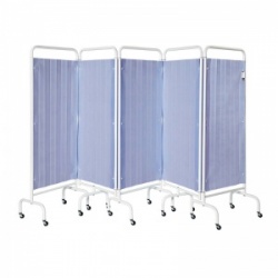 Sunflower Medical Summer Blue Mobile Five-Panel Folding Hospital Ward Curtained Screen